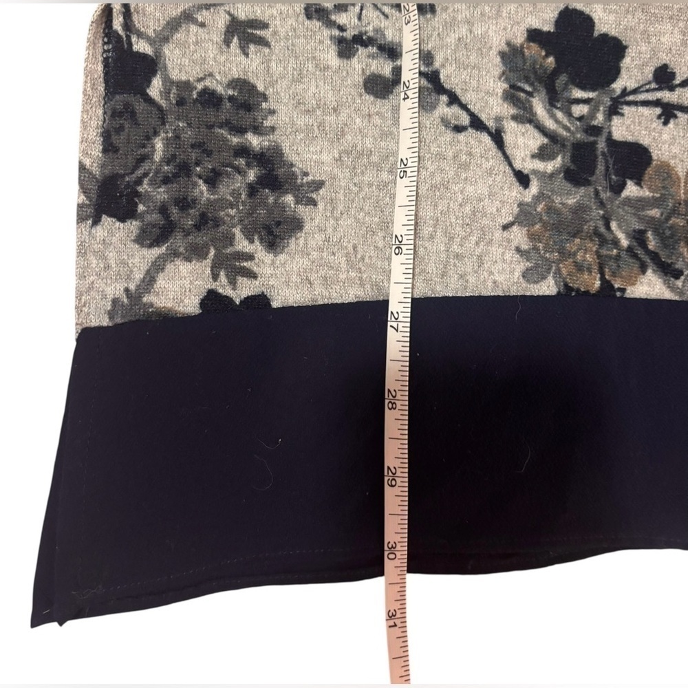Westport Gray & Navy Floral Tunic Top with Asymmetrical Hem - Picture 10 of 10
